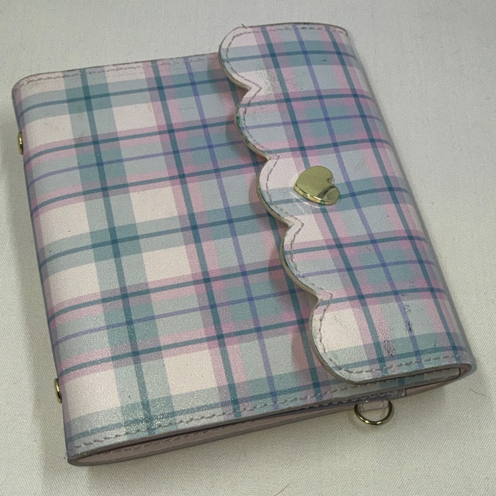 Simply Gilded *Used Scalloped Plaid Compact Sticker Storage Case